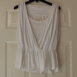 Garnet Hill V-neck White Tank Top Size Small S